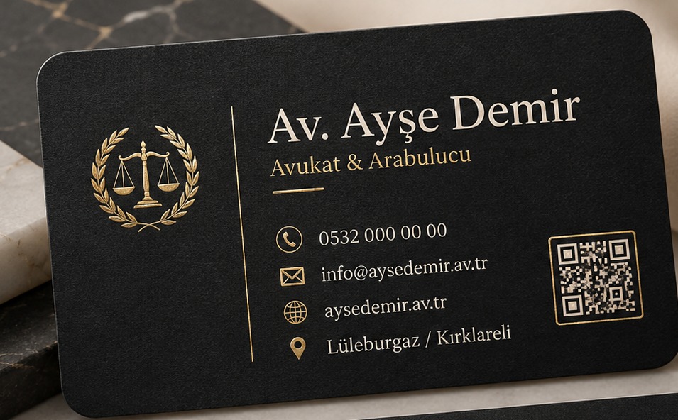 Premium siyah ve altın avukat kartviziti